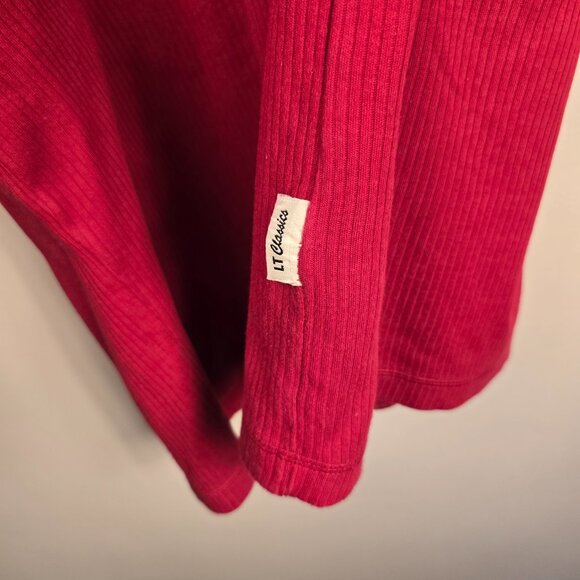 Looney Tunes Women's XL Henley T-Shirt Red Short Sleeved 5 Buttons Ribbed - Picture 4 of 6